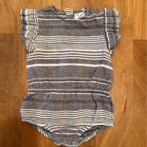 Tiny Tribe 6-9mo Gray/White Striped Bubble Jumper